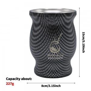 كوب متة من الاستيل لون فضي مخطط بسعه 230 مل