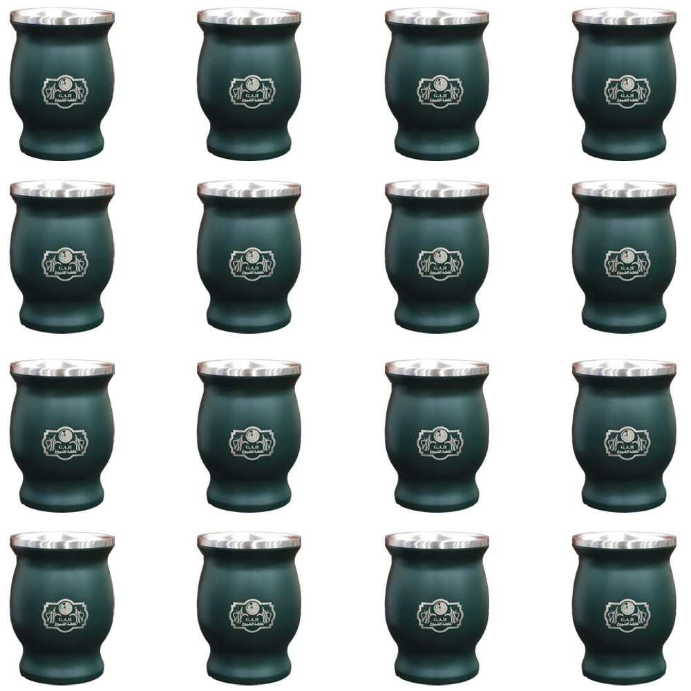 درزن اكواب متة من الاستيل لون اخضر بسعه 230 مل