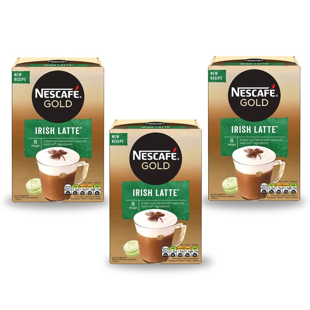 نسكافيه جولد ايريش لاتيه - النكهة الايرلندية - 8 أكياس ( 3 حبات )