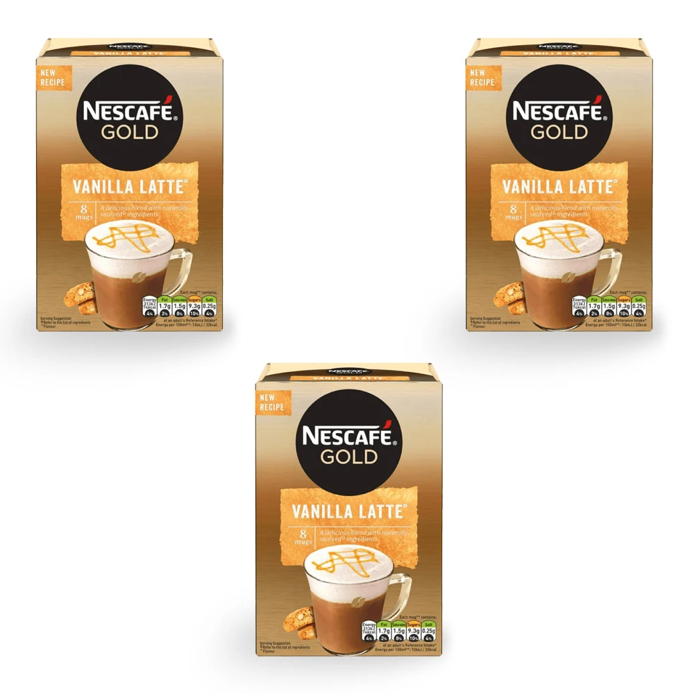 نسكافيه جولد فانيلا لاتيه - 8 أكياس (3 حبات )