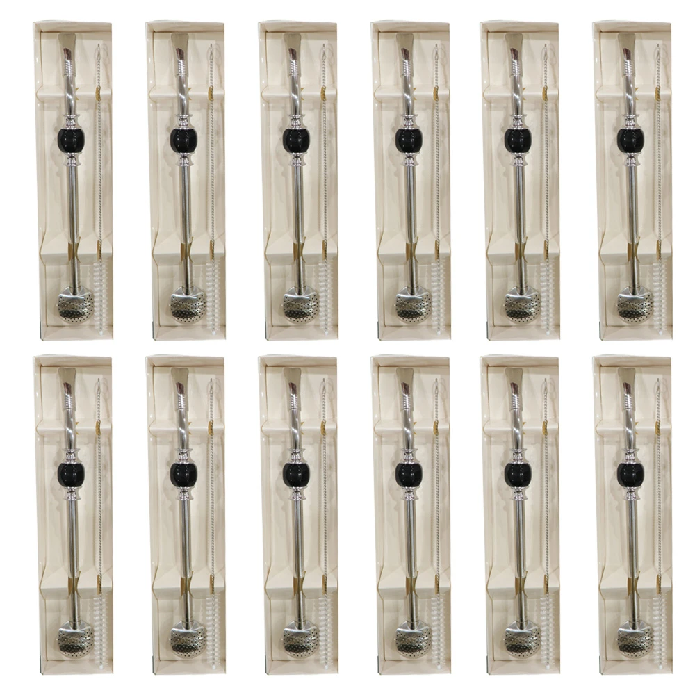 درزن مصاص متة مع فرشاه وفص اسود ( 12 حبة )